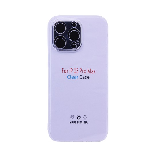 Capa de Silicone Macio com Moldura de Câmera para Apple iPhone 15 Pro Max Transparente Capa de Silicone Macio com Moldura de Câmera para Apple iPhone 15 Pro Max Transparente